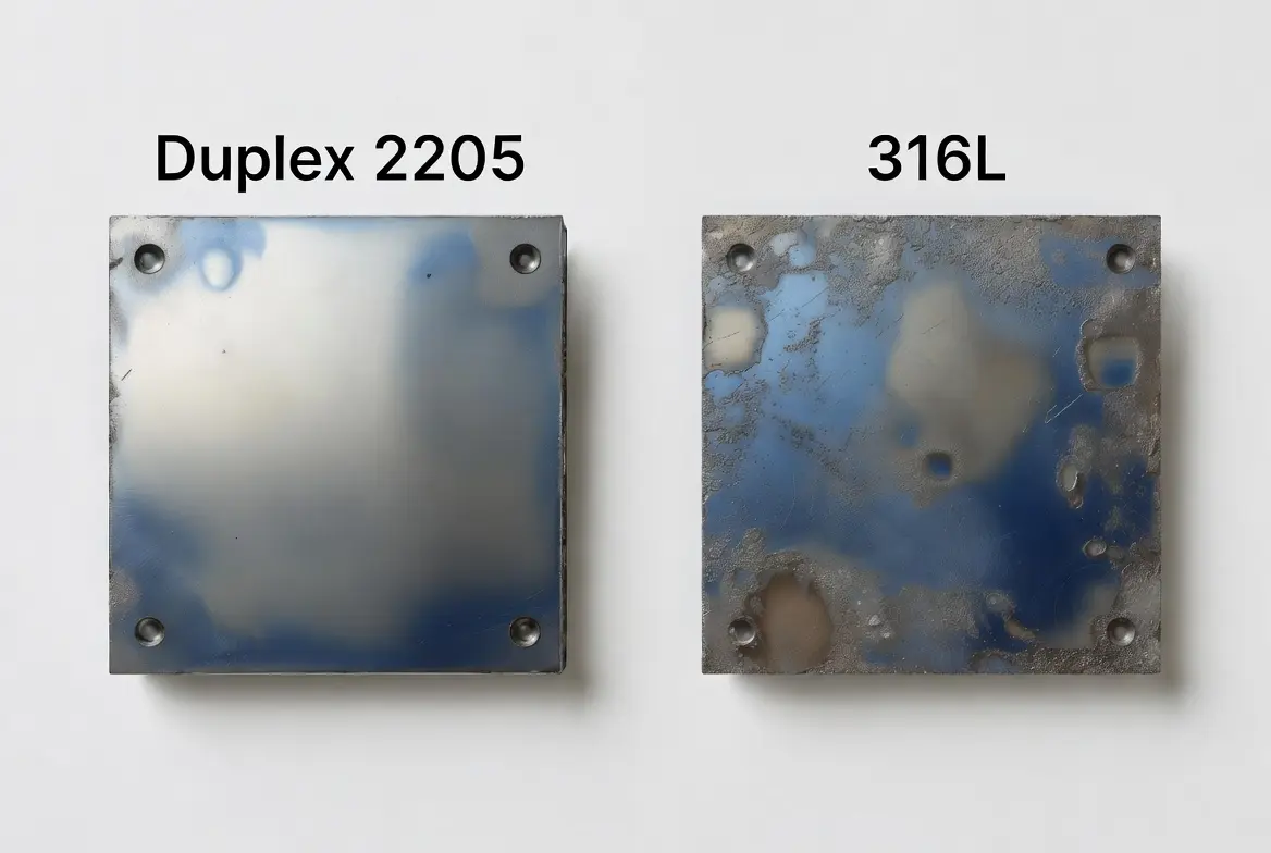 Corrosion resistance comparison of Duplex 2205 and 316L in chloride environments
