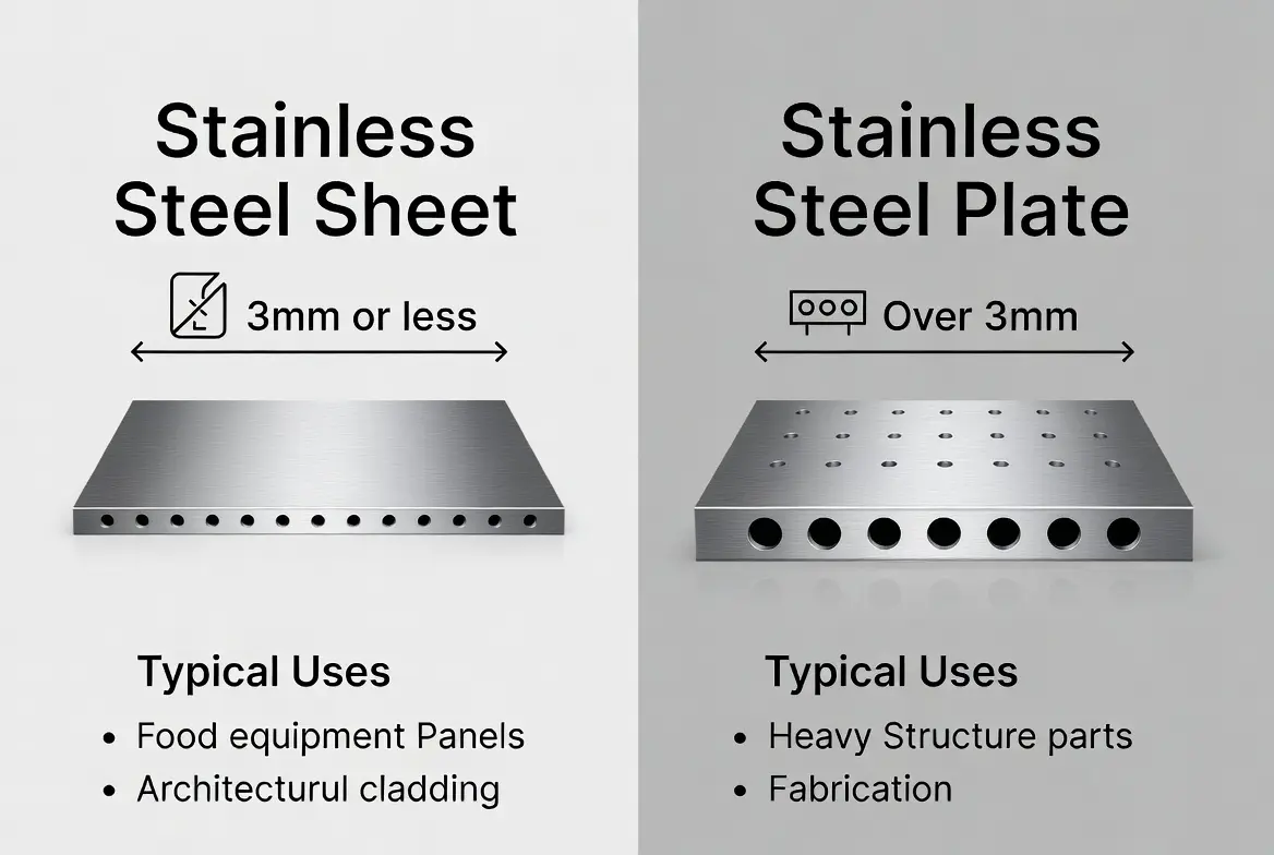 difference between stainless steel sheet and plate for food equipment