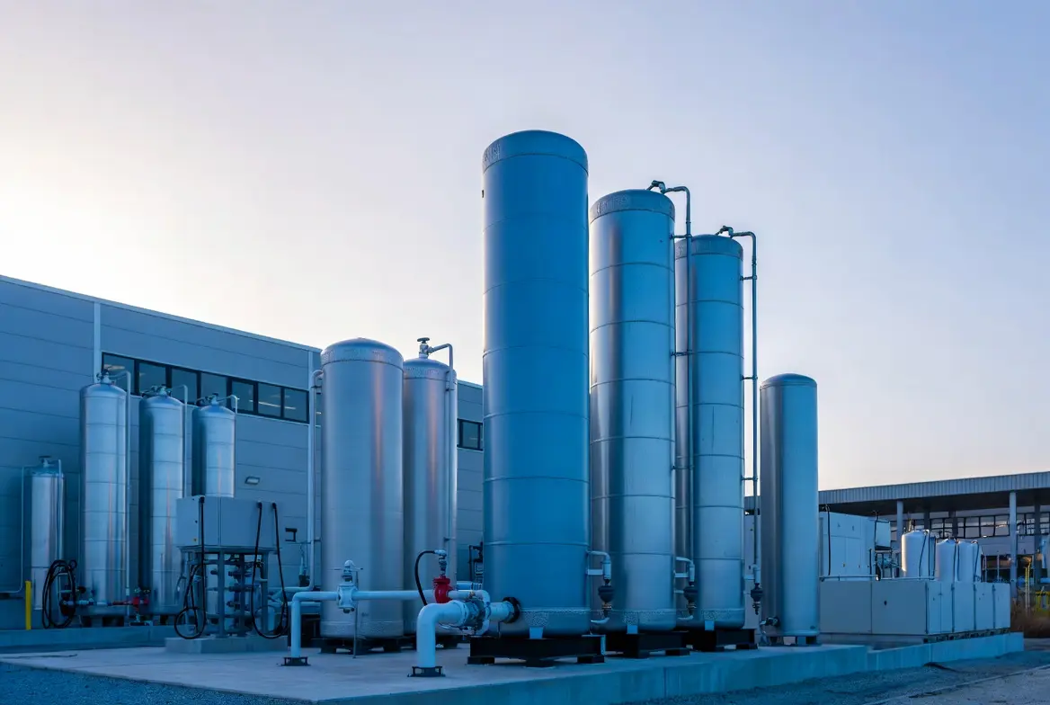 Hydrogen refueling station with high-pressure storage tanks