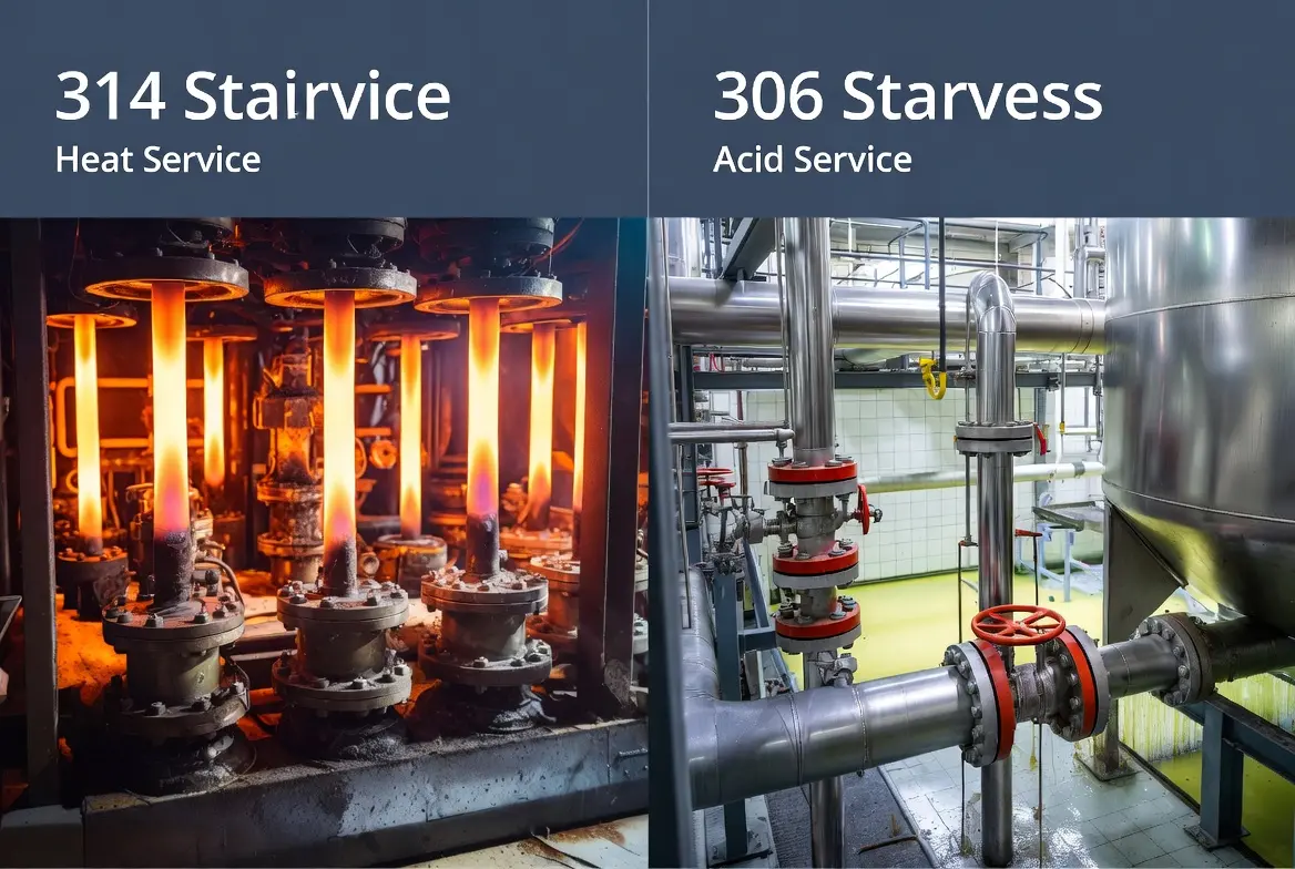 314 vs 306 stainless steel comparison for heat resistance and sulfuric acid service